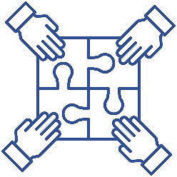 Hands on puzzle pieces icon